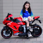 Kiddo Brutale F5 RR Bike, Biggest Bike, 12V/8AH Battery, 45W Two Motors, Hand Accelerator, USB/MP3, English Rhymes,  LED Lit Wheels, English Music, BIS Certified, White, 3 to12 Years