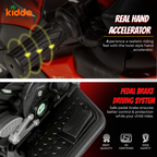 KIDDO Kids Electric Ride-On Sports Bike with LED Lights, Music & Training Wheels (Red)