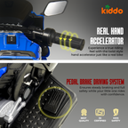 KIDDO Kids Electric Ride-On Sports Bike with LED Lights, Music & Training Wheels (Blue)