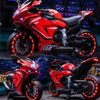 Kiddo Brutale F5 RR Bike, Biggest Bike, 12V/8AH Battery, 45W Two Motors, Hand Accelerator, USB/MP3, English Rhymes,  LED Lit Wheels, English Music, BIS Certified, White, 3 to12 Years