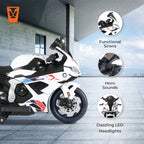 Kiddo Motorand Super Bike, Biggest Bike, 12V/8AH Battery, 45W Two Motors, Hand Accelerator, USB/MP3, English Rhymes,  LED Lit Wheels, English Music, BIS Certified, White, 3 to 12 Years