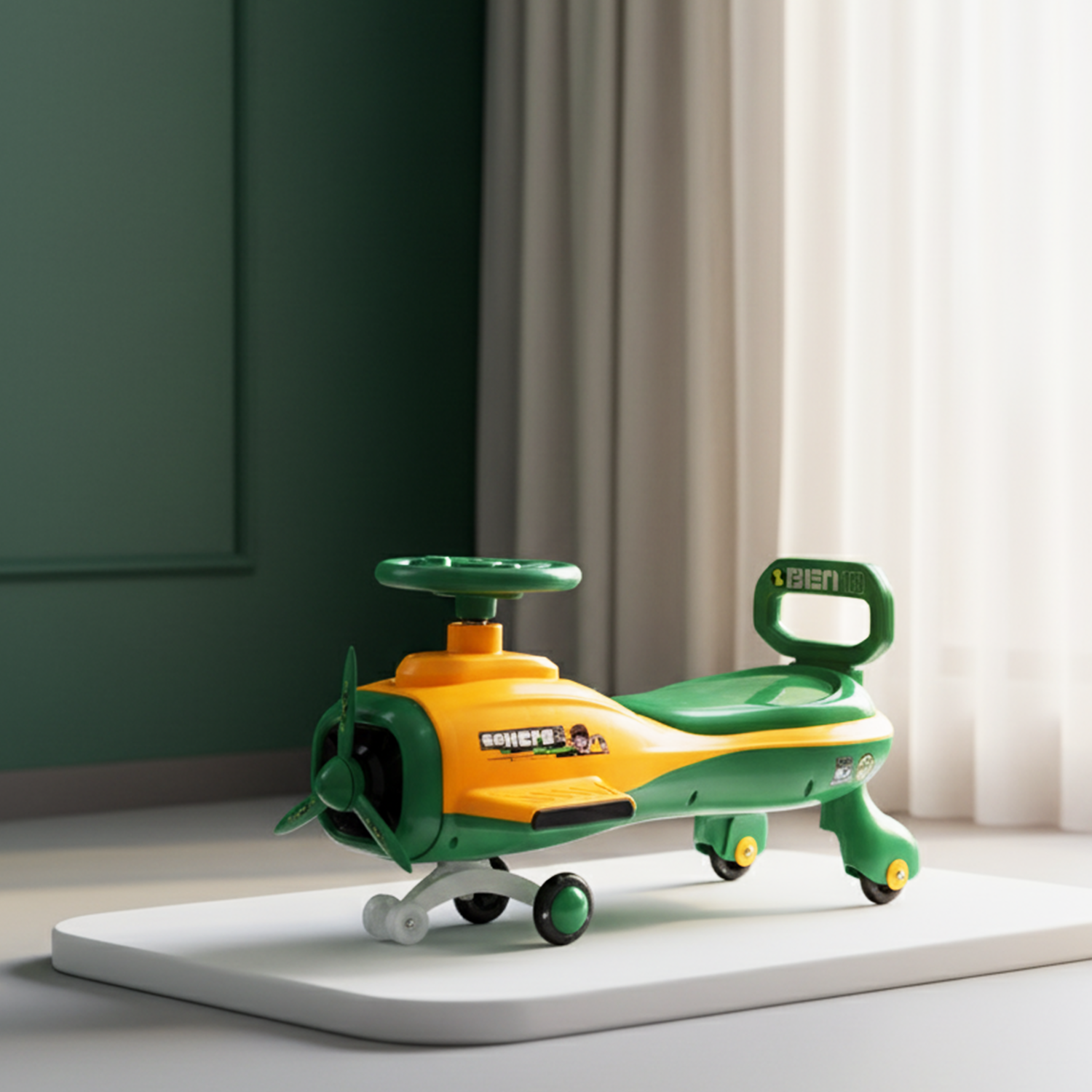 KIDDO Kids 360° Twist Ride-On Swing Car with Comfortable Seat & Non-Slip Pedal (Ben10)