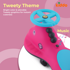KIDDO Kids 360° Twist Ride-On Swing Car with Comfortable Seat & Non-Slip Pedal (Pink)