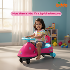 KIDDO Kids 360° Twist Ride-On Swing Car with Comfortable Seat & Non-Slip Pedal (Pink)