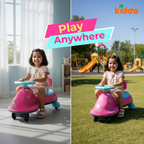 KIDDO Kids 360° Twist Ride-On Swing Car with Comfortable Seat & Non-Slip Pedal (Pink)