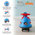 KIDDO Kids 360° Twist Ride-On Swing Car with Comfortable Seat & Non-Slip Pedal (Wonder Woman)