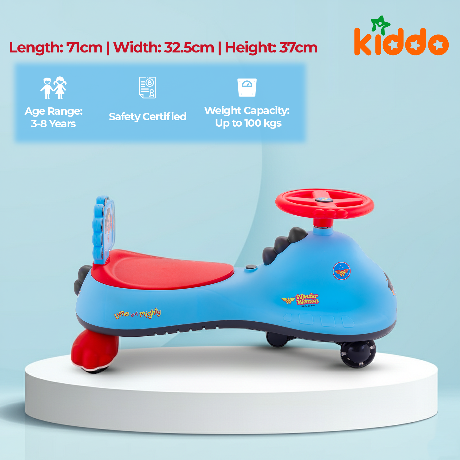 KIDDO Kids 360° Twist Ride-On Swing Car with Comfortable Seat & Non-Slip Pedal (Wonder Woman)