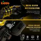 KIDDO Kids Electric Ride-On Sports Bike with LED Lights, Music & Training Wheels (Yellow)